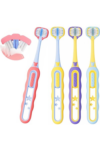 Generic 3-Sided Toddler Toothbrush 4-Pack, For Gentle and Effective Cleaning,...