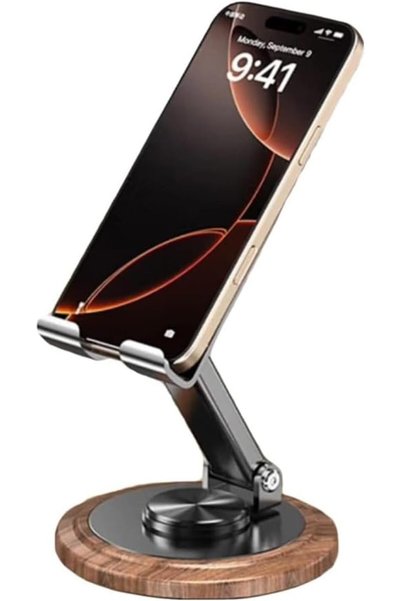 Generic Wood Phone Holder, 360° Rotating Adjustable Desk Mobile Phone Stand, ...