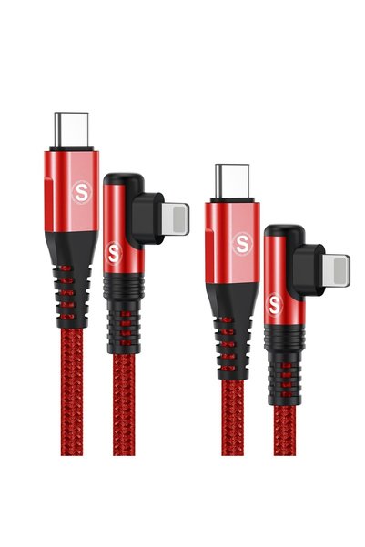 Generic كابل USB-C إلى Lightning بزاوية 90 درجة، [عبوة من قطعتين، طول 1 متر]،...