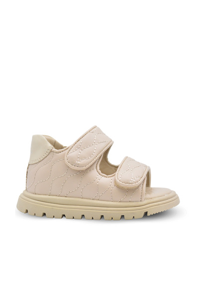 kids A more Beige Girl's Sandals - Lady Double Velcro Vegan Leather