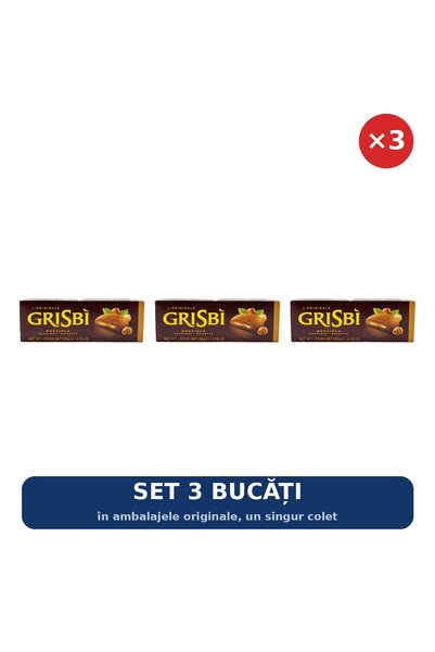 Grisbi Set 3 x Biscuiți cu cremă de alune de pădure Grisbi, 135 g