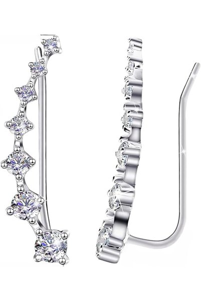 Generic Rhinestone Climber Earrings, Silver Elegant Girls Earrings for Girls ...