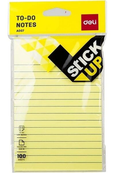 Generic Stick Up Sticky Notes 6'' × 4'' Lined 100 Sheets/1 Pack Yellow