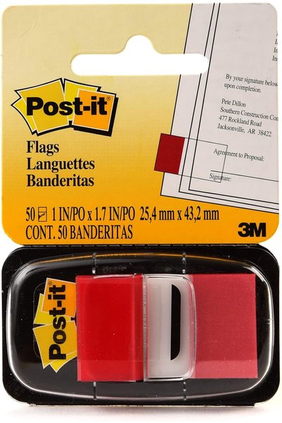 Generic أعلام بوست-إت 1" مع موزع، 1 × 1.7 بوصة (25.4 × 43.2 مم)، لون أحمر، 50...