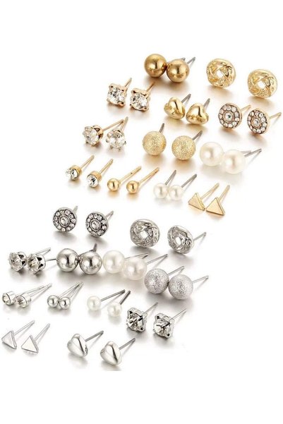 Generic Latest pairs Earrings Combo Set Crystal Pearl Stud Earrings for Women