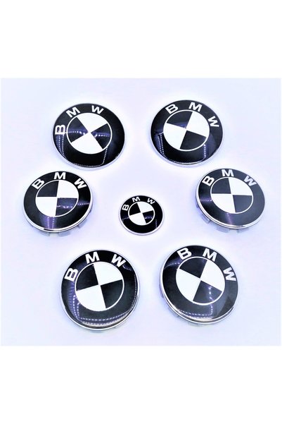 Aftermarket Set de 7 embleme BMW, culoare alb-negru, capotă/portbagaj 82 mm, ...