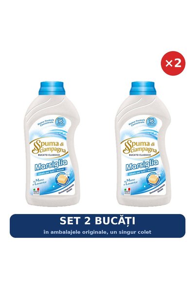 Spuma di Sciampagna Set 2 x Detergent lichid de rufe Marsiglia, 16 spălări, 8...