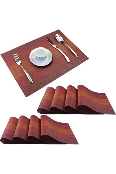 Generic Placemats Set of 8 Washable Durable Placemat Vinyl Heat Resistant Non...