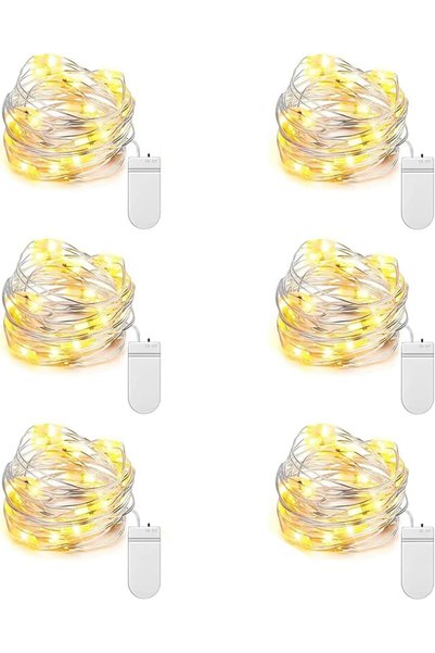 Generic 6-Pack 7 ft Battery-Operated LED Fairy String Lights – 20 Warm White ...