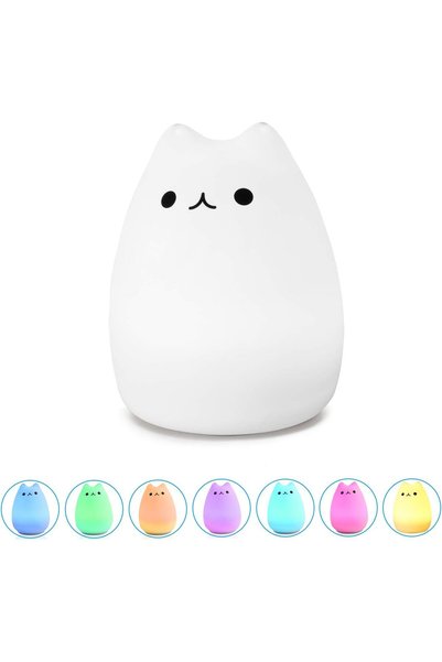 Generic Cute Kitty Night Light, Rechargeable Silicone Cute Lamp with Differen...