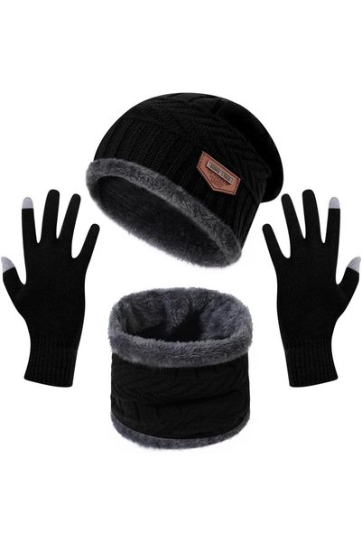 Generic 3 Piece Warmer Set Winter Beanie Hat, Scarf, and Gloves Set, Warm Fle...