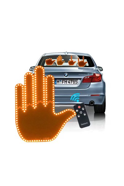 lumixauto LED Car Sign with Remote Control, Hand Design, 4 Modes