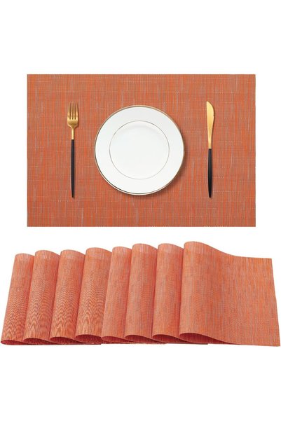 Generic Orange Placemats Set of 8 - Heat Resistant Non-Slip Place mats for Di...