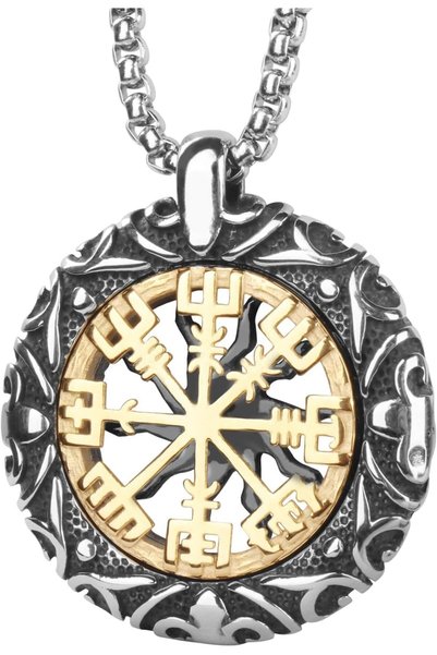 Generic Stainless Steel Viking Compass Necklace, Unisex Jewelry, Stainless St...