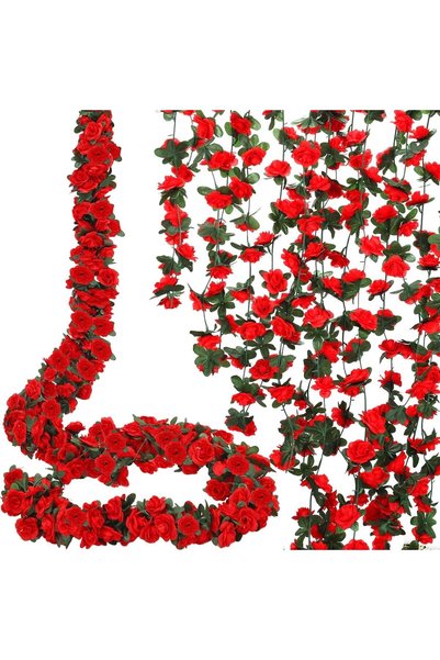 Generic Artificial Flower Garlands, 8Pcs 62FT Rose Vines Faux Silk Floral and...