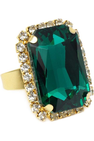 Generic Green Crystal Shine Stone Party Bling Contemporary AdJustable Finger ...