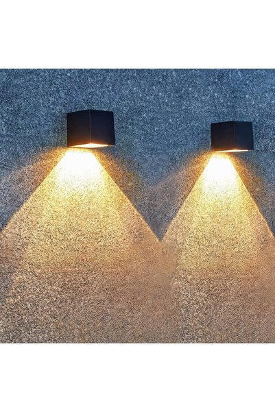 Generic Solar Wall Lights Outdoor, Modern Square Solar Wall Sconce IP65 Water...