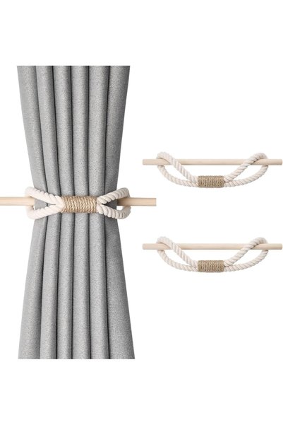 Generic 2 Pack Curtain Tiebacks, Natural Cotton Curtain Rope Tieback, Handmad...
