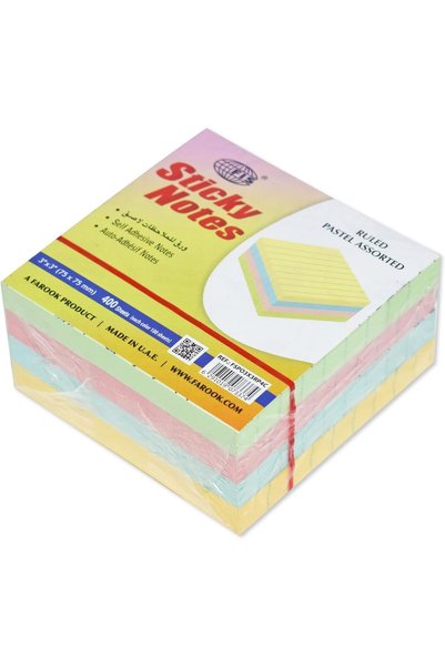 Generic Sticky Note Pad, 3X3 inches, Pack of 4, Ruled 4 Assorted Pastel Color...