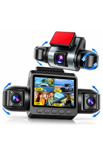 JRH Camera de bord pentru masina cu 4 canale 360° – Full HD 1080P, JRH®, Moni...