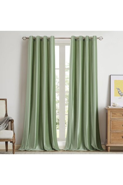 Generic Velvet Sage Green Blackout Curtains 96 inch Long for Living Room