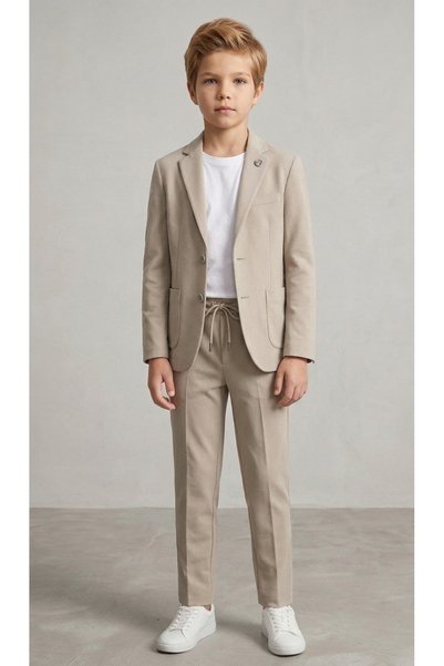 carino's kids Double Boys' Suit (Unlined) Stretch Fabric Jacket, Pants, and T-Shirt for Special Occasions—April 23