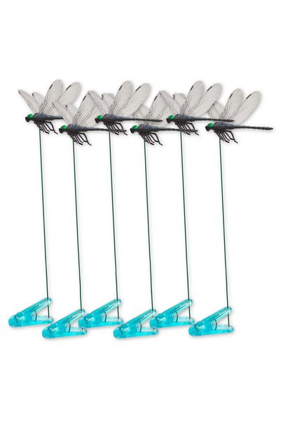 GENERAL 6 Pcs Dragonfly Clips Black Artificial Realistic 3D Dragonflies