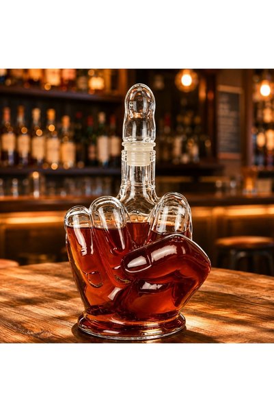 OEM Decantor de lichior din sticlă borosilicată de 1000 ml, formă de mână cu ...
