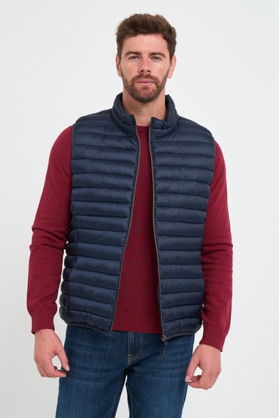 Kenvelo - Vestă bărbat de culoare uniformă cu detalii logo