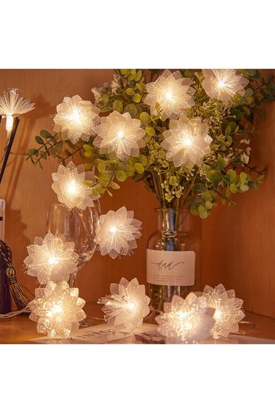 Generic 20 Warm White LED Indoor White Decorative Flower String Fairy Lights,...