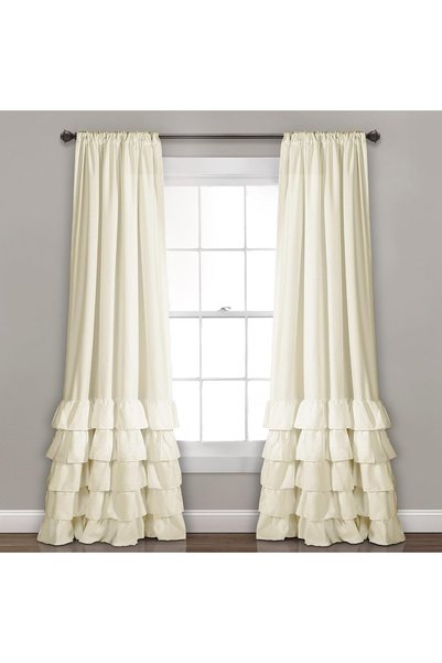 Generic Lush Decor, Ivory Allison Ruffle Curtains-Window Panel Drapes Set for...