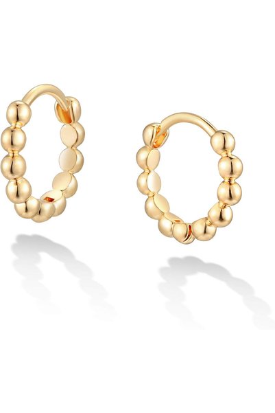 Generic 14K Gold Plated Dainty Gold Huggie Hoop Earrings for Women, Small Sim...