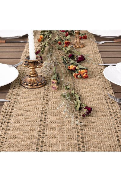 Generic Woven Burlap Rustic Table Runner for Home Decor, Full Twist Table Fla...