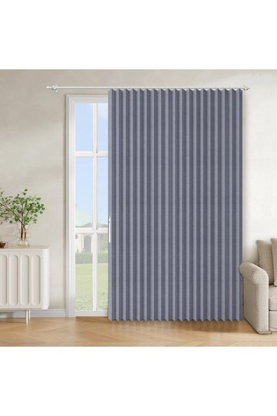 Generic Blackout Accordion Door Curtain 1 Panel 98"x78" Dark Blue - Magnetic ...