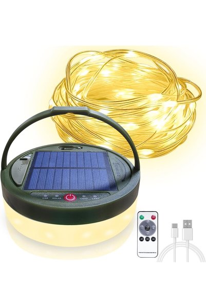 Generic Multi-function Solar Camping String Lights, 39Ft Long String, Solar P...