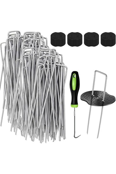 Generic Weed Membrane Pegs, 50 PCS Metal 6"/150mm Weed Control Membrane Pegs+...