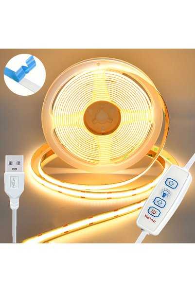 Choice USB Type-C 2m Warm White Dimmable 5V USB COB Led Strip Lights With 3ke...