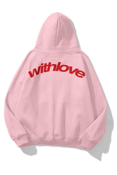 Cupla Unisex with Love Sweatshirt Pembe