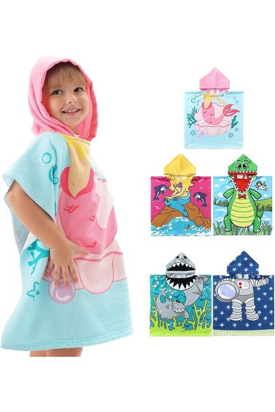Generic Kids Beach Hooded Towel, 60x120cm Soft Cotton Terry Hooded Towel Wrap...