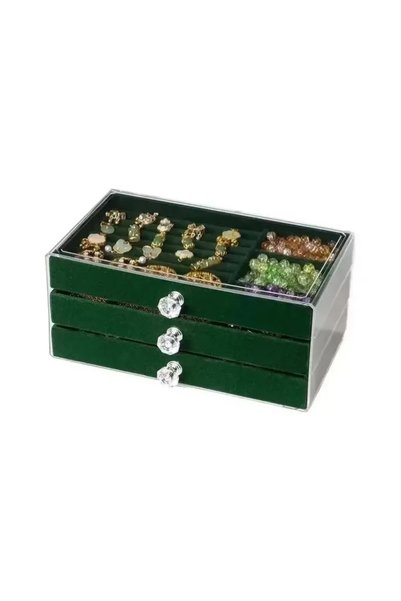 Choice LSQ-green 3 Drawer Dustproof Anti-Oxidation Large Capacity Jewelry Sto...