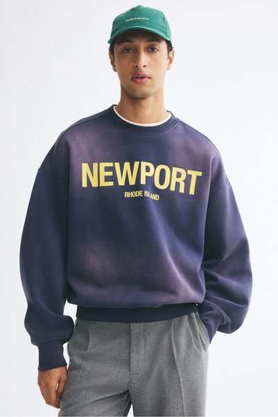 H&M Baskılı Sweatshirt Oversized Fit