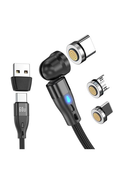 Generic كابل شحن مغناطيسي USB C إلى USB C بقوة 60 واط، شاحن سريع 6 في 1 بطول ...