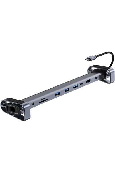 Generic محول USB متعدد المنافذ 10 في 1 من نوع C مع مقبس صوت 3.5 ملم، ومنفذ US...