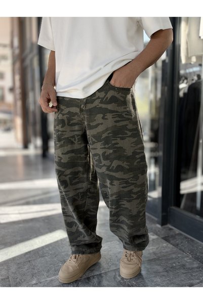 BYBASICMAN Khaki Camouflage Baggy Jeans WE-5149