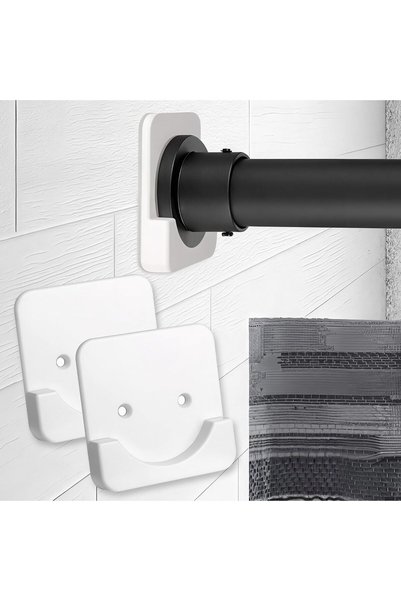 Generic 2Pcs Shower Curtain Rod Holder for Wall Mount, Adhesive Shower Tensio...