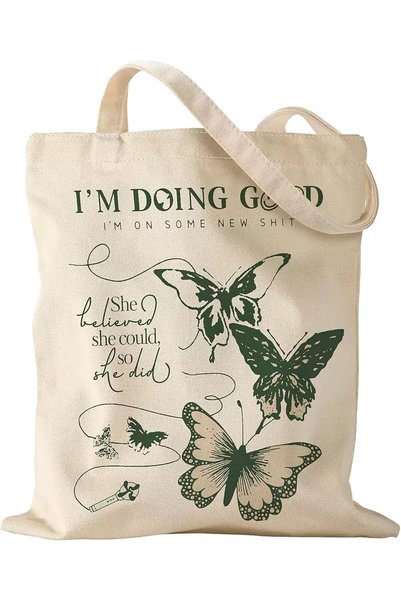 Generic Aesthetic Canvas Tote Bag Women Floral Canvas Handbag Reusable Sturdy...