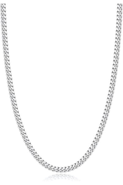 Generic Solid Sterling Silver 4mm Diamond Cut Cuban Link Curb Chain Necklace ...