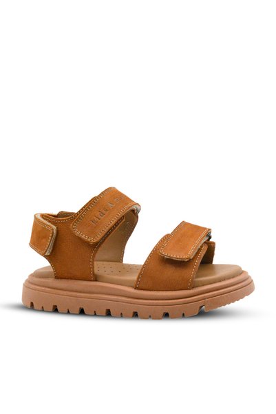 kids A more Santos Double Velcro Genuine Leather Unisex Kids Sandals Cinnamon...