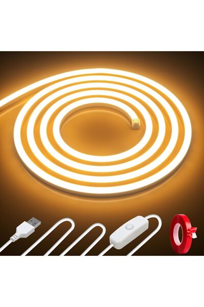 Generic شريط إضاءة LED نيون بطول 3 متر/9.85 قدم، إضاءة حبلية بيضاء دافئة مقاو...