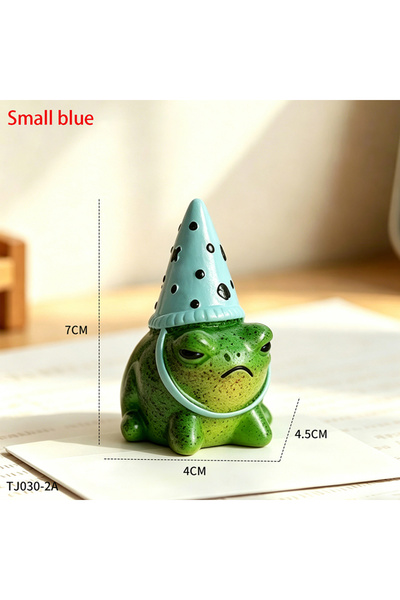 Choice TJ030-2A Cute Grumpy Frog Resin Figurine with Polka Dot Party Hat for ...